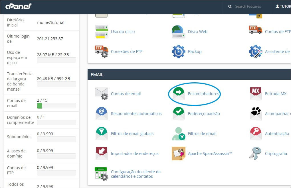 Redirecionar E-mail Cpanel