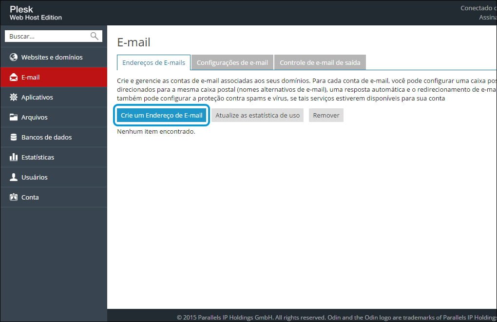criar email plesk