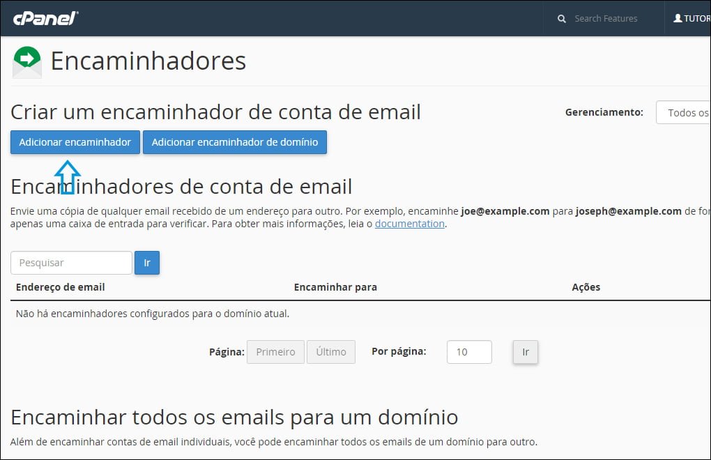 Redirecionar E-mail Cpanel