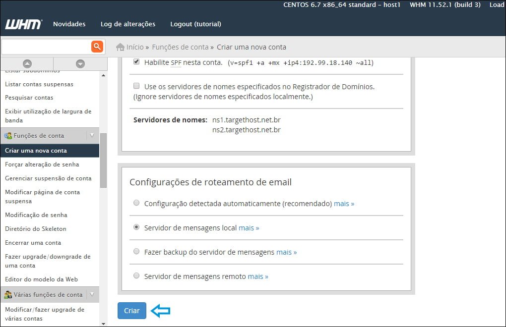 Criar plano hospedagem cpanel