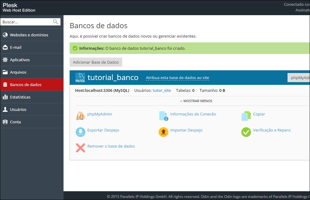 banco mysql plesk