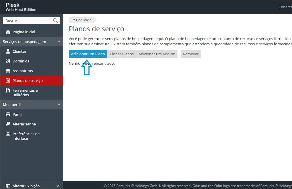 criar plano hospedagem plesk