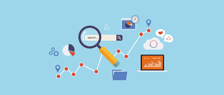 Ícones gráficos relacionados a internet, busca e redes sociais