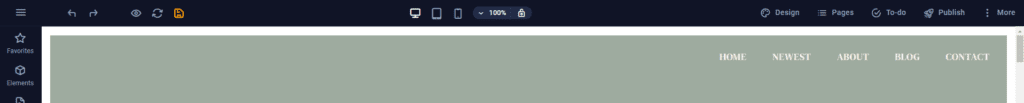 Menu superior do SiteJet