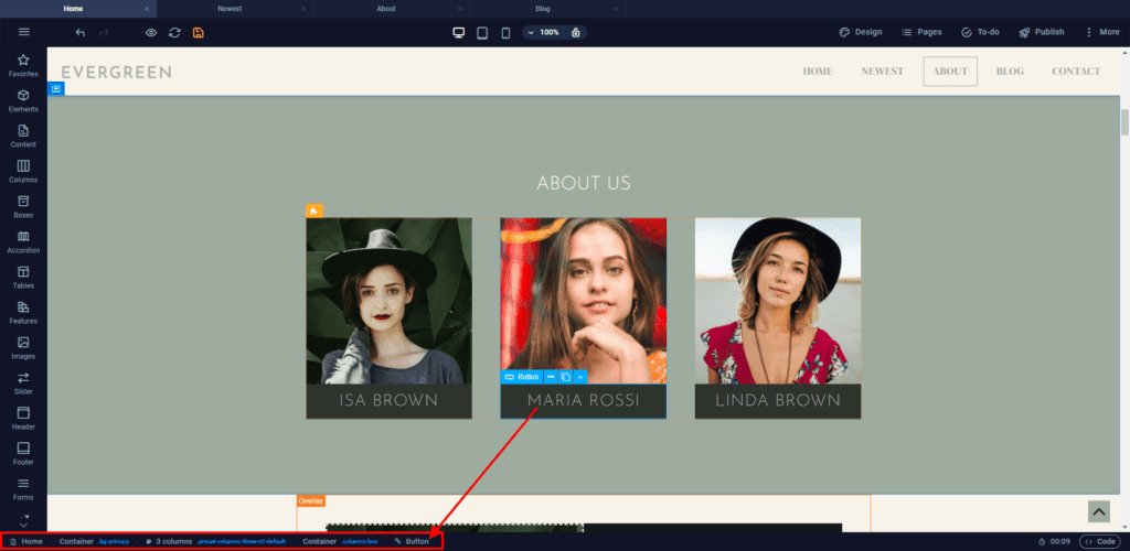 Rodapé e funções do SiteJet