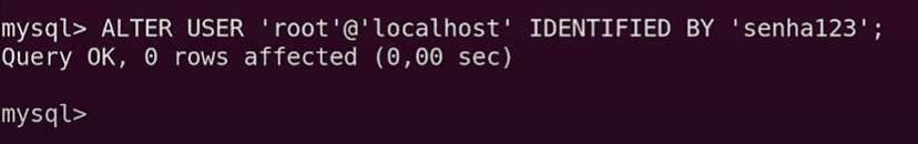 Código final que aparece para a criação de senha Root durante a configuração e instação do servidor web Linux