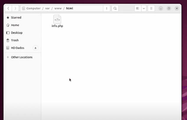 Pasta onde devem ser colocados os arquivos do desenvolvimento web, durante a instalação do servidor Linux.