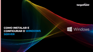 Tela característica do Windows, com o seguinte texto no canto: como instalar e configurar o Windows Server