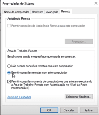 Permissão para conexões remotas