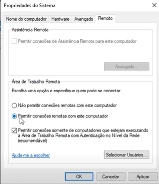 Permissão para conexões remotas