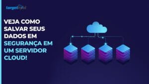 Ilustração representando vários documentos subindo na nuvem, com o seguinte texto: Veja como salvar seus dados em segurança em um servidor cloud
