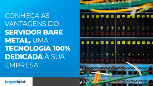 Fios e cabos de um servidor e o seguinte texto: Conheça as vantagens do servidor bare metal, uma tecnologia 100% dedicada à sua empresa!