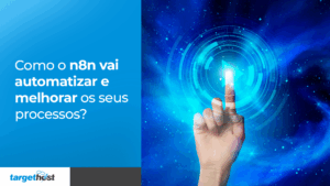 Dedo interagindo com um sistema eletrônico e o seguinte texto: Como o n8n vai automatizar e melhorar os seus processos?